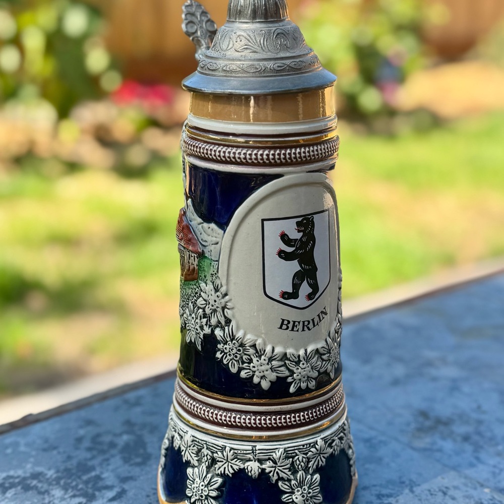 Berlin Beer Stein with Pewter Lid